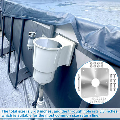 8"x 8" Stainless Steel Pool Water Return Repair Kit with 2-3/8" Hole Sliver