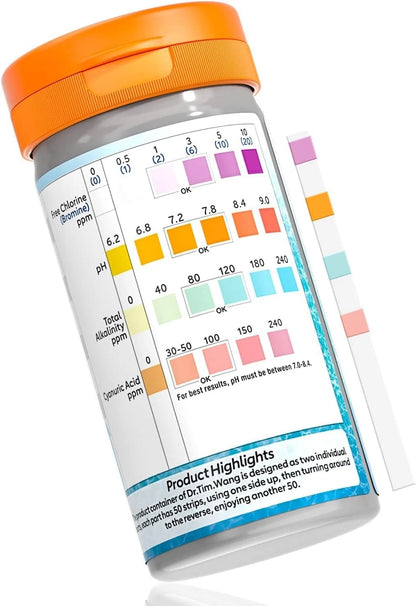 Dr.Tim.Wang Pool and Hot Tub 4 IN 1 Test Strips, 4 1 Strips