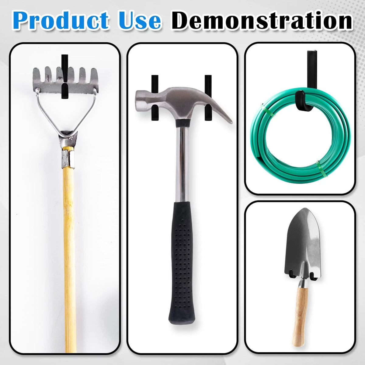 Qiyaz 4 Pcs J Tool Hooks Plastic Multi Purpose Shed Accessories for Black