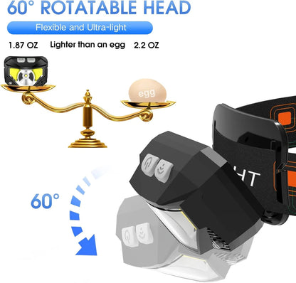 LHKNL Headlamp Flashlight, Lumen Ultra-Light Bright LED 2 Packs, Black