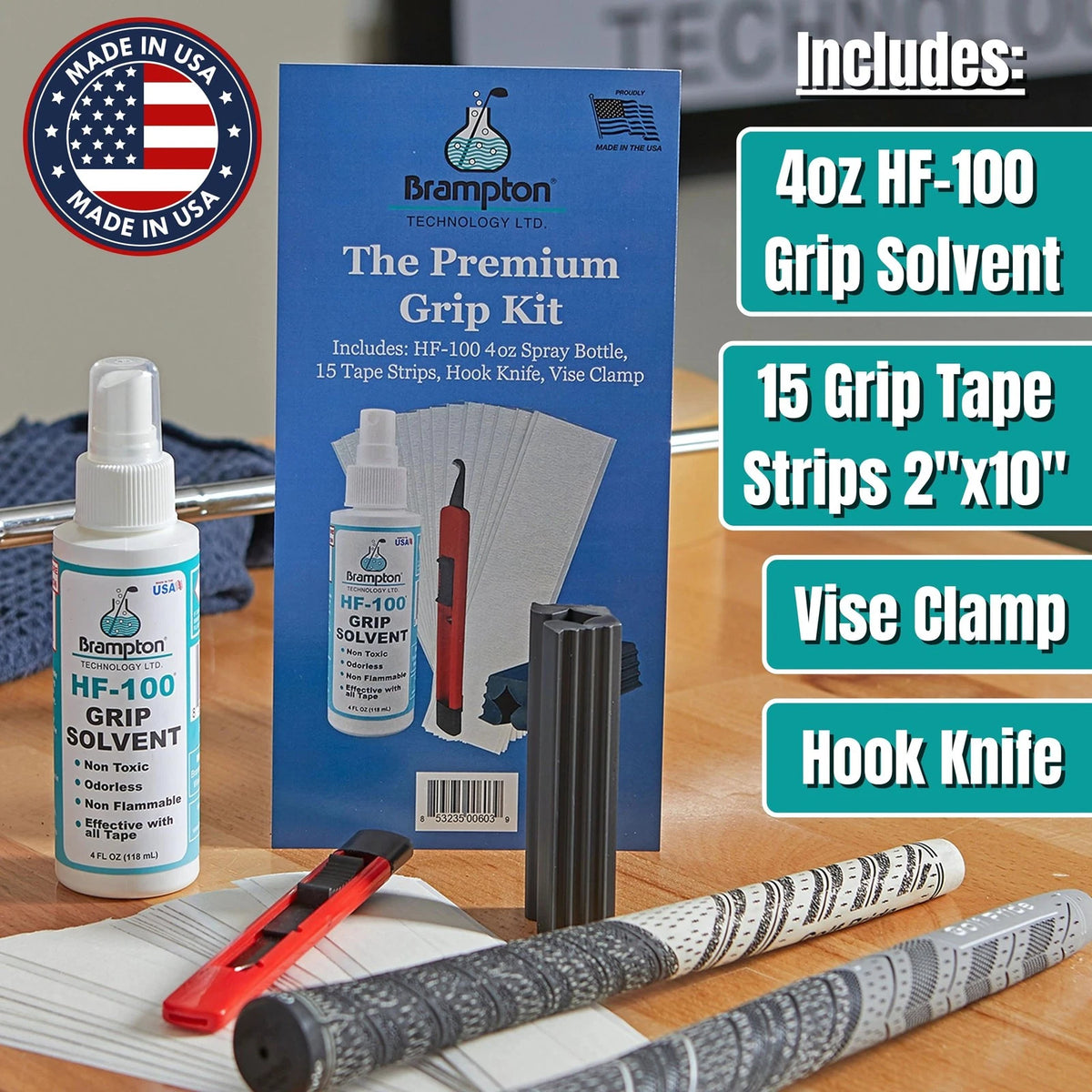 Brampton Premium Golf Grip Kit for Club Regripping - 15 Chestnut