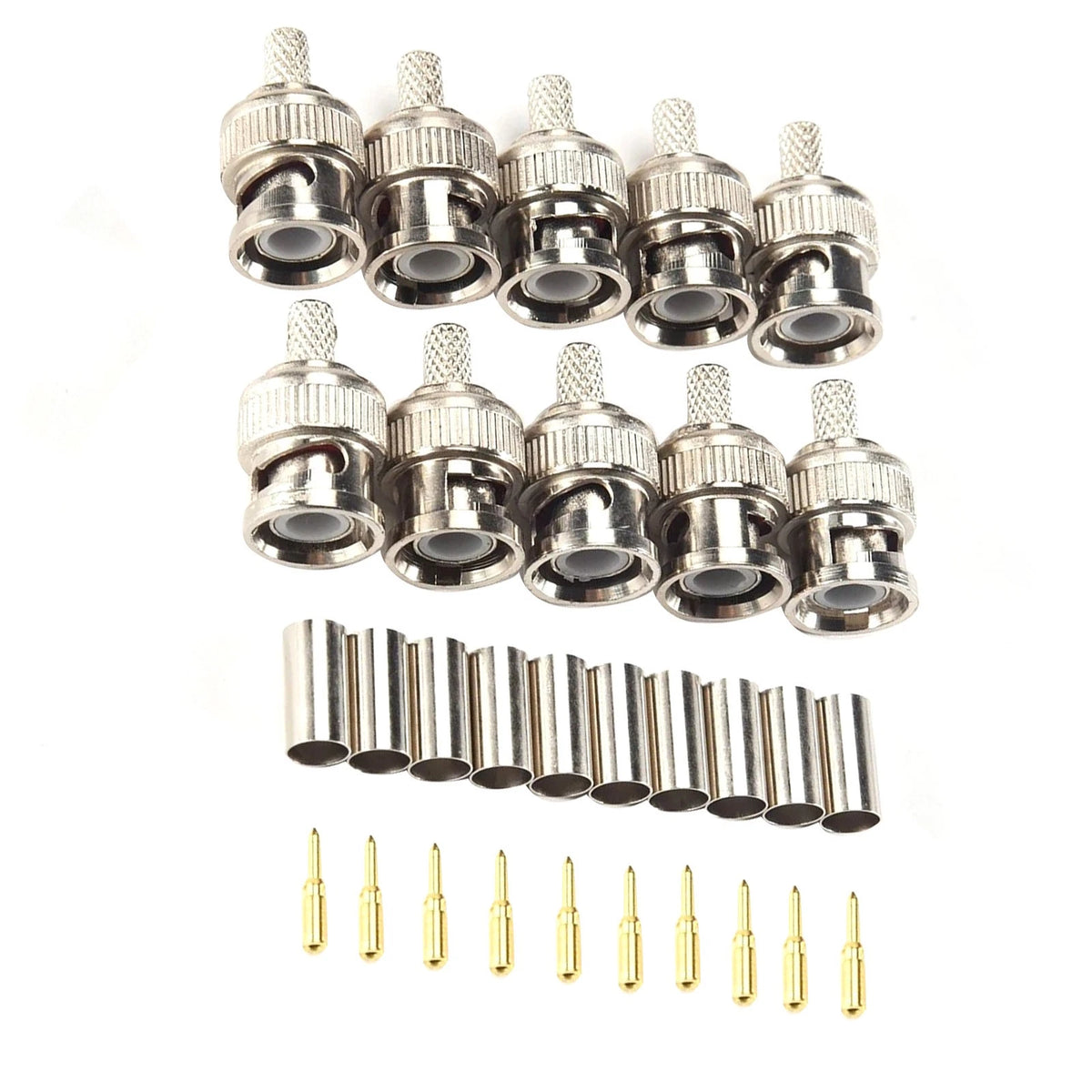 Nickel Plated BNC Male Crimp 10 Units 50 Ohm RG58 Test Leads Cables w/ Lug