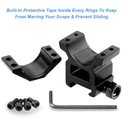 Modkin 1 Inch Scope Rings Set of 4, 2 Pieces High Profile One Size, Black