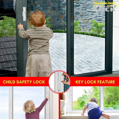 Double Bolt Lock for Sliding Glass Doors - ly Patented - Advanced Black