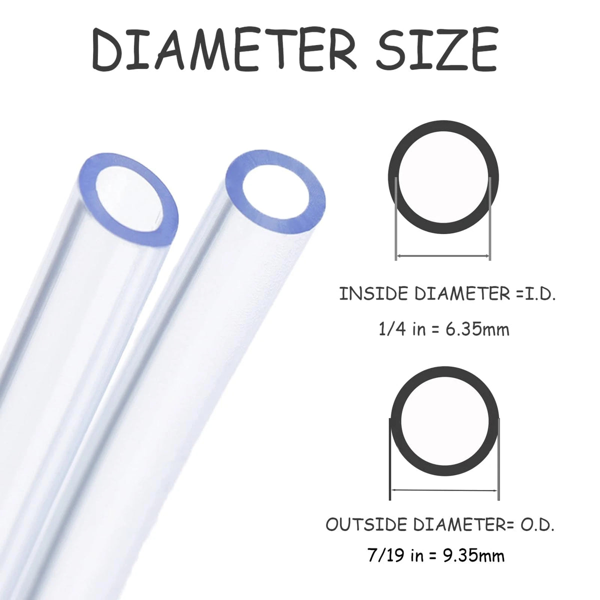 NICOLEKAY 10 Feet PVC- 1/4" ID Clear Vinyl Tubing Food Grade ID,