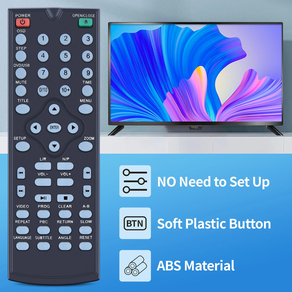 Replace Remote Control For Majority DVD CD player Scholars SCH-DVD-BLK