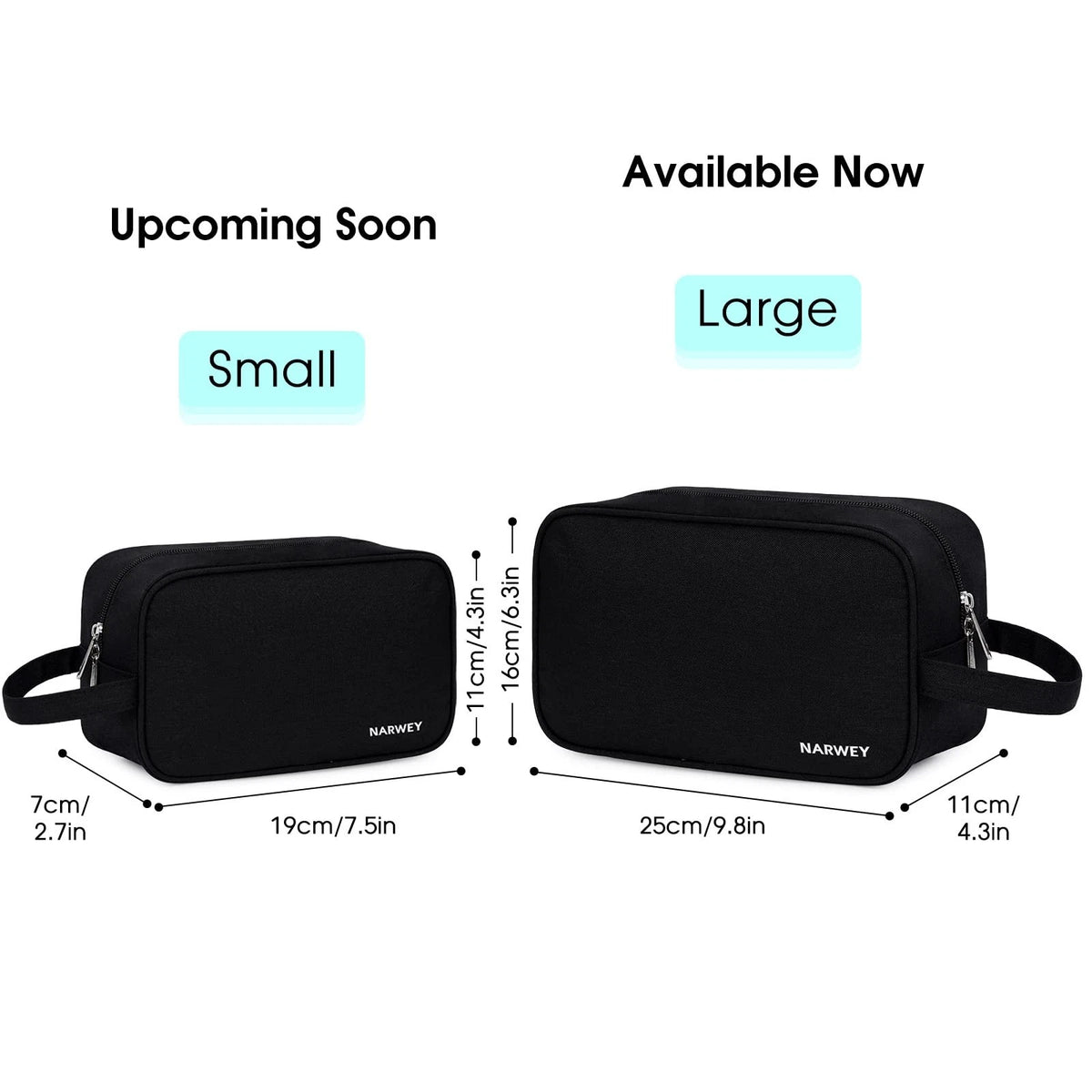 Narwey Travel Toiletry Bag for Women Traveling 9.8" x 4.3" x 6.3", A-Black