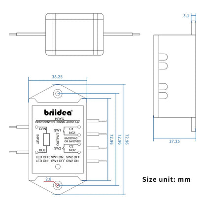 DPST 1NO 1NC 8Amp Power Relay Module, Briidea 24V AC/DC Control...