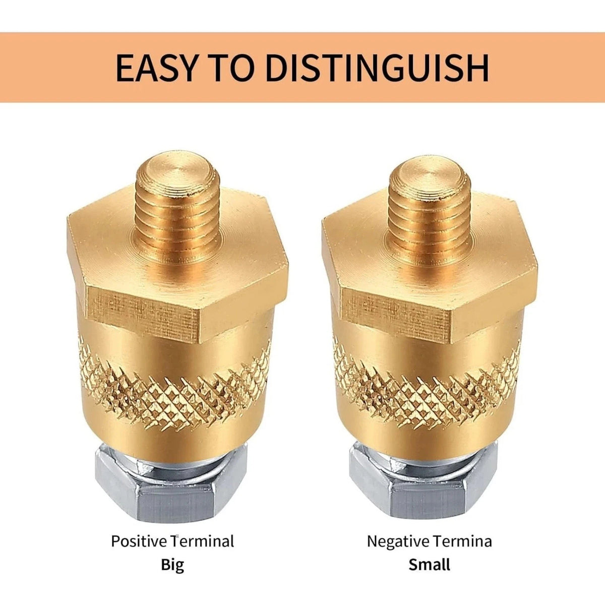 Positive Negative Battery Terminal Extenders Kit 2PCS Brass Connectors Car Auto