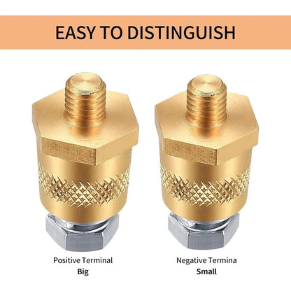 Positive Negative Battery Terminal Extenders Kit 2PCS Brass Connectors Car Auto