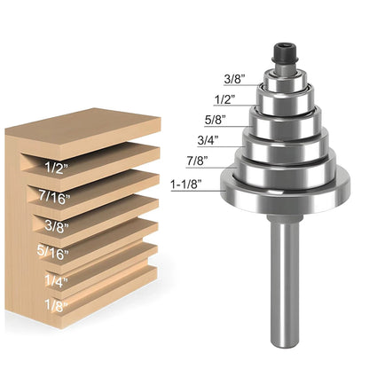 Rabbet Router Bit Set Fit 3/8in, 1/2in, 5/8in, 3/4in, 7/8in, 1-1/8in Bearings
