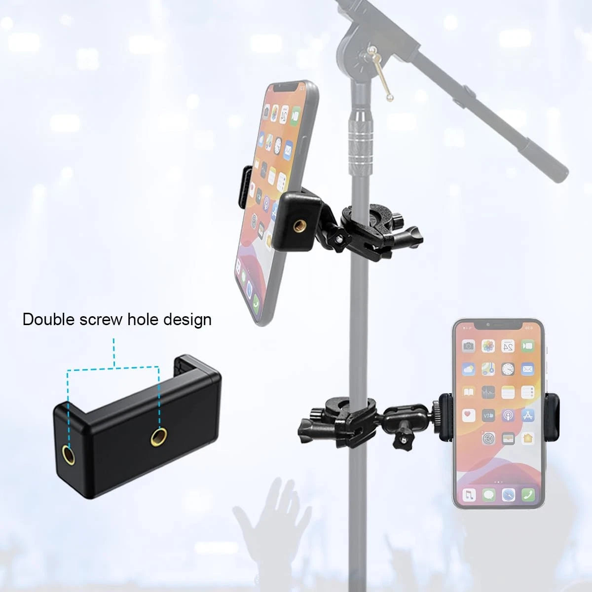 Mic Stand Phone Holder Mount Adjustable for Microphone Black