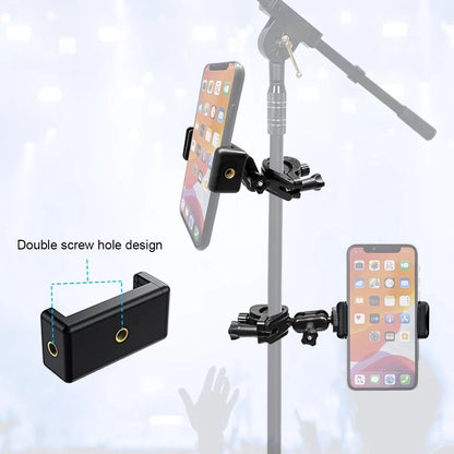 Mic Stand Phone Holder Mount Adjustable for Microphone Black