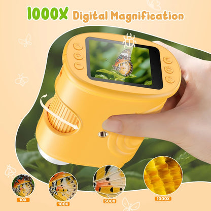 1000X Handheld Digital Microscope for Kids: Pocket with 382-Yellow