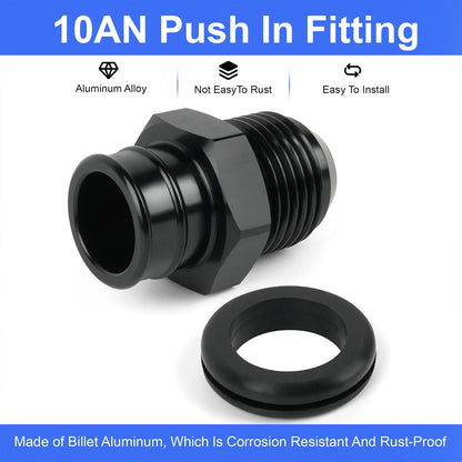 ‌10AN Aluminum Push fit Valve Cover Grommet for GM LS Engines - Black