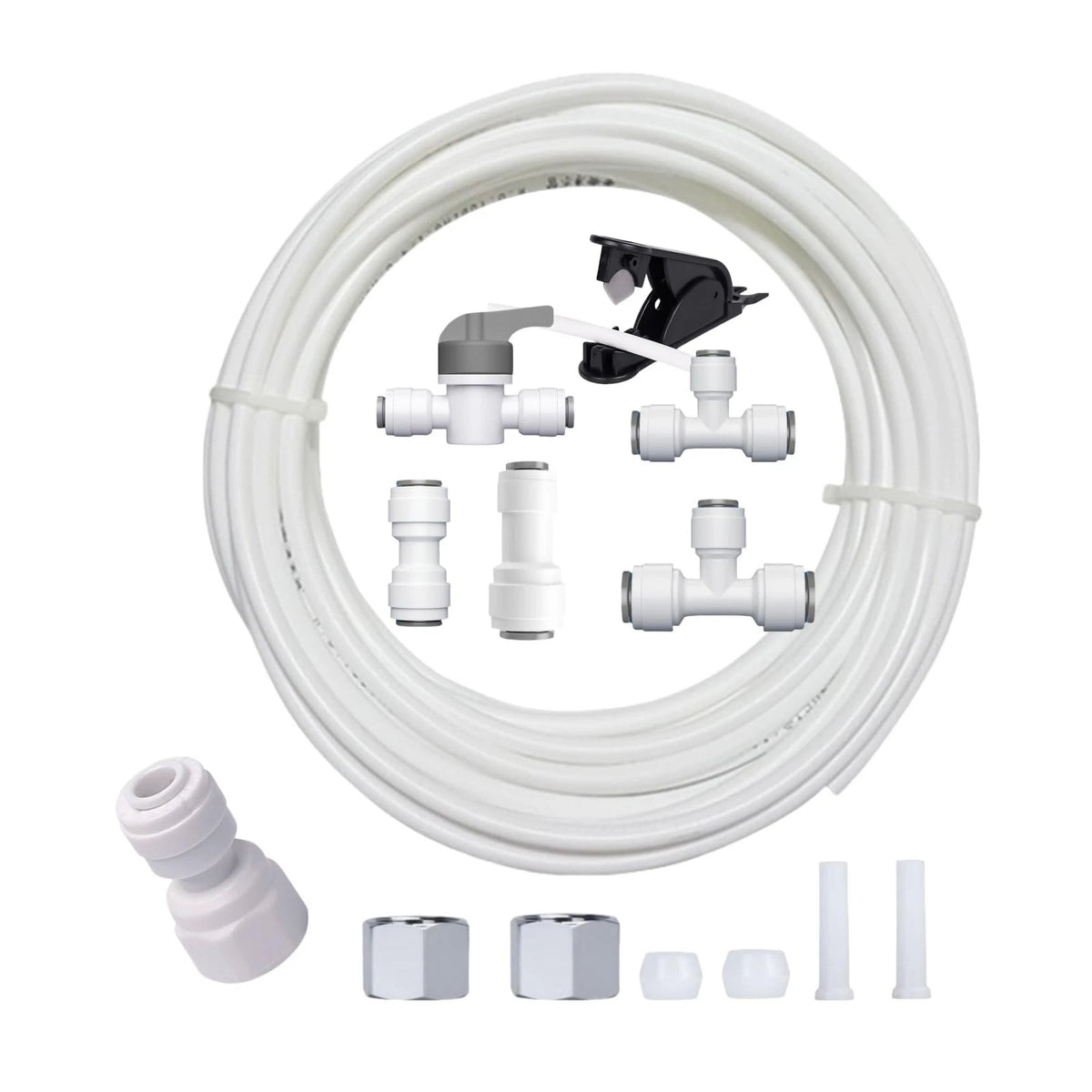 Refrigerator Water Line Kit Connection and 1/4 Compression 25FT+11PCS, White