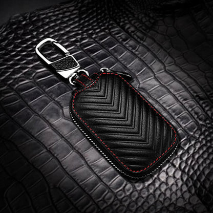 Leather Car Key Chain Bag Smart Key Holder Cover Remote Fob Case C