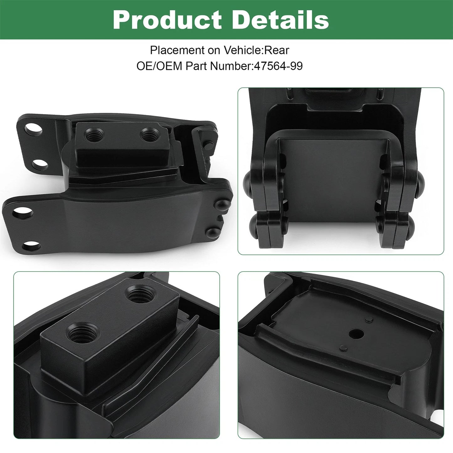 Black Rear Isolator Motor Mount -47564-99 for 1991-2017 Harley-Davidson Dyna