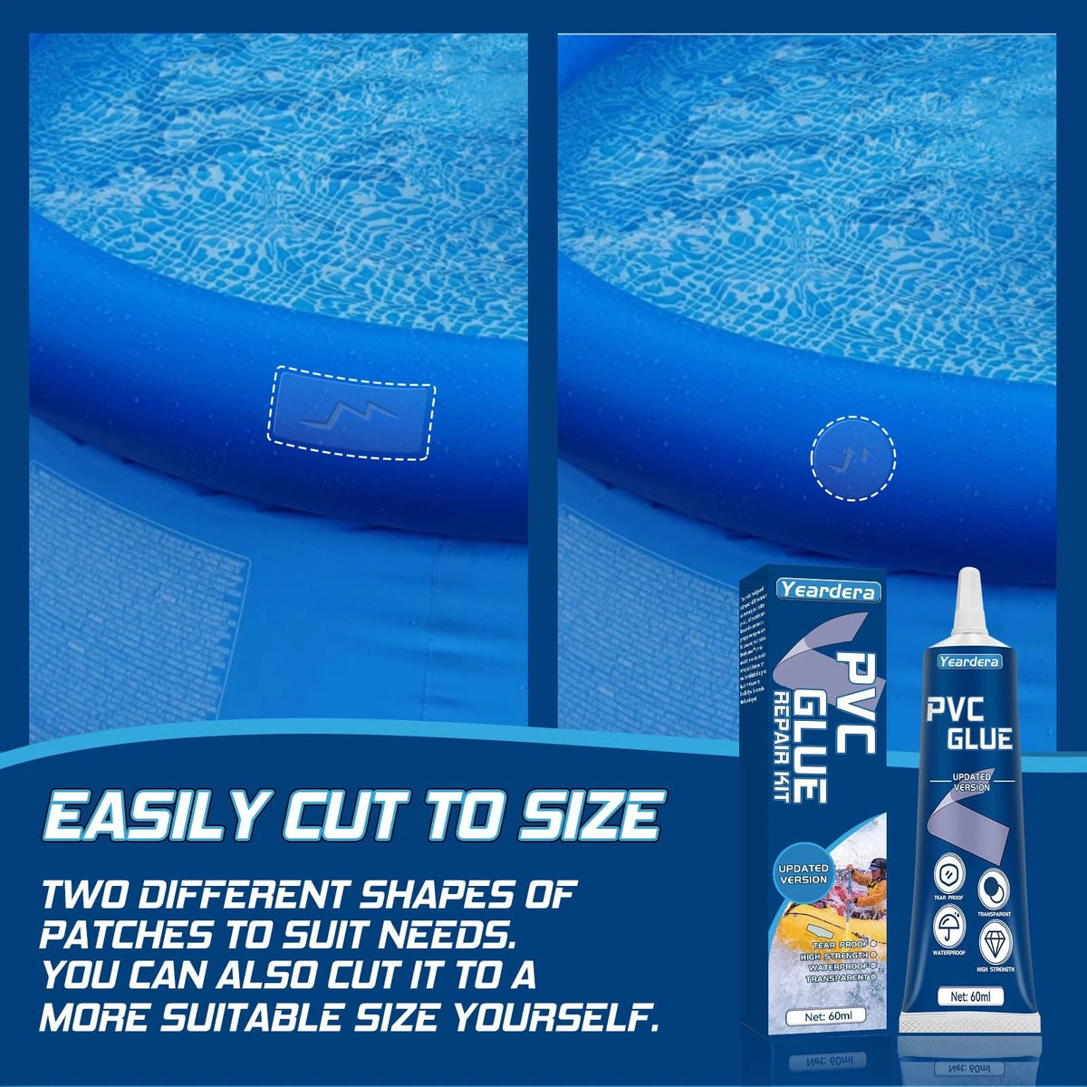 Yeardera Air Mattress Patch Kit, Waterproof Vinyl Repair High clear
