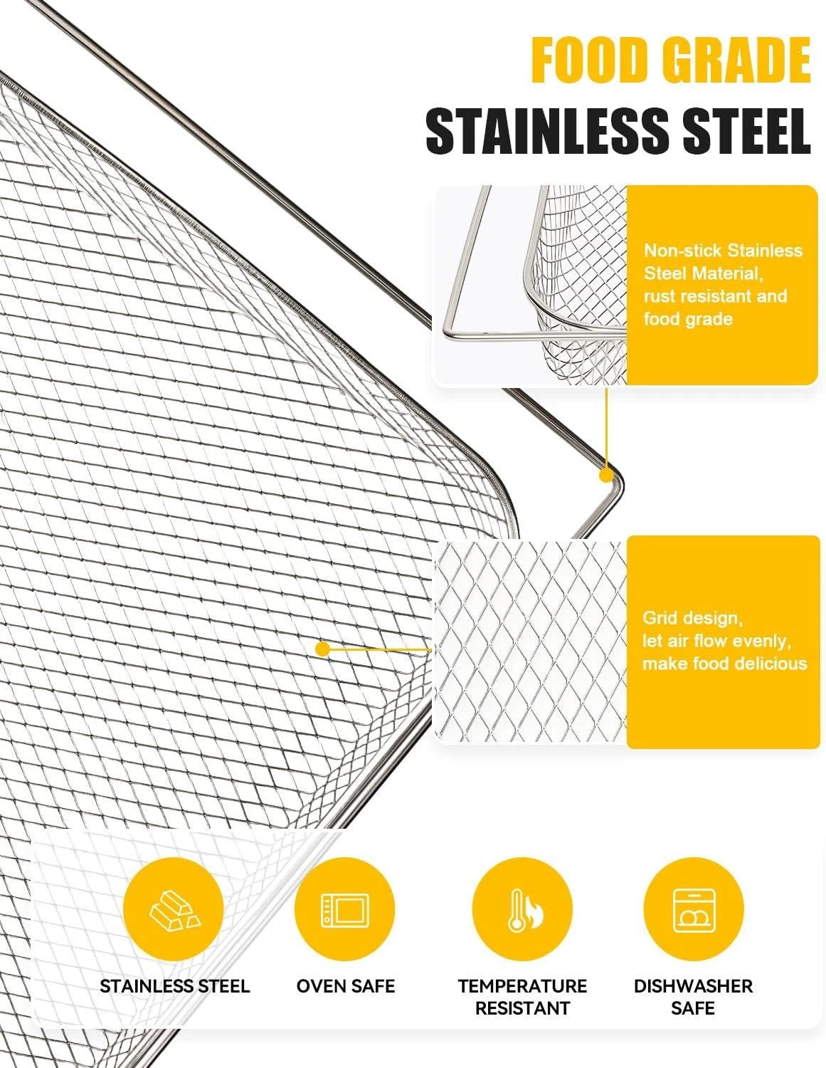 1PC Air Fry/Dehydrate Mesh For Oven BOV860, Stainless Steel Silver