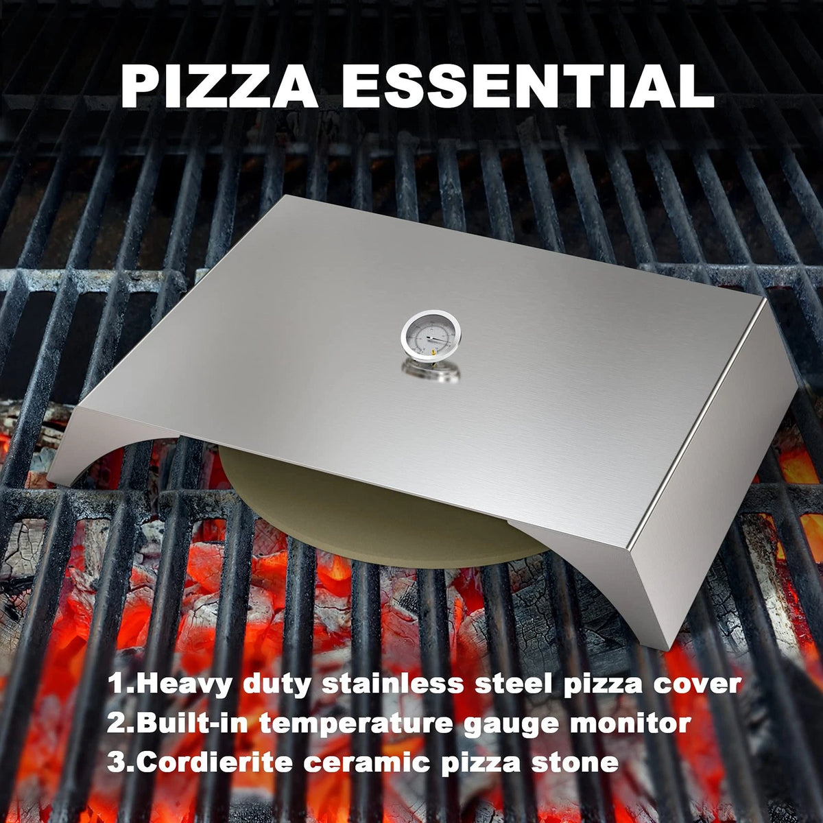 Skyflame Universal Stainless Steel Pizza Oven Kit, 22x15 inches, Silver