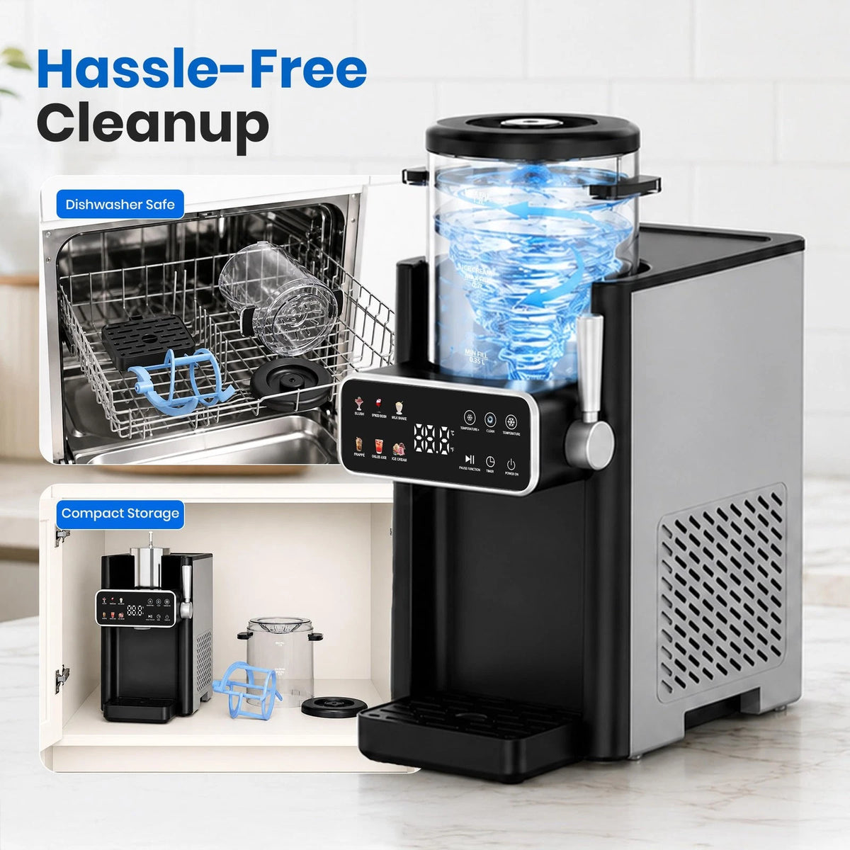 Slushie Machine for Home, Ice Cream Maker, 6 Presets, No Standard, Black
