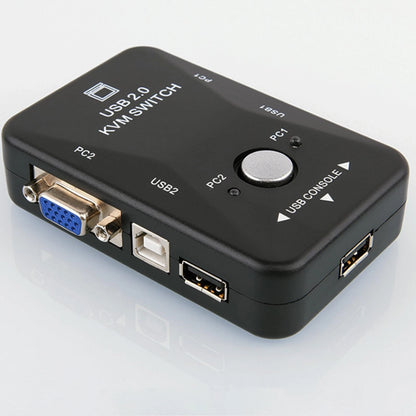 2-Port USB VGA KVM Switch Box For Mouse Keyboard Monitor Sharing 2 Computer PC