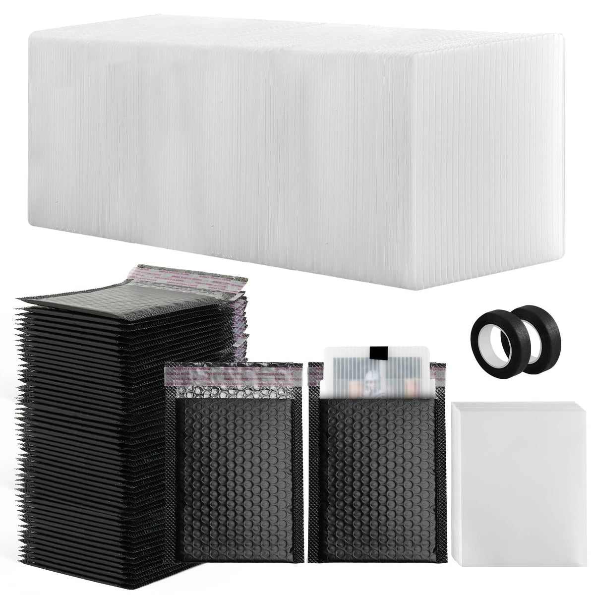 242 Pcs Trading Card Shipping Protector Set 5 inches x 6 inches, black