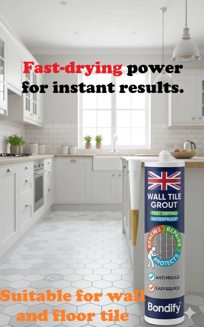 BONDIFY Waterproof White Wall & Floor Tile Grout Repair Kit 16oz/450g x 2