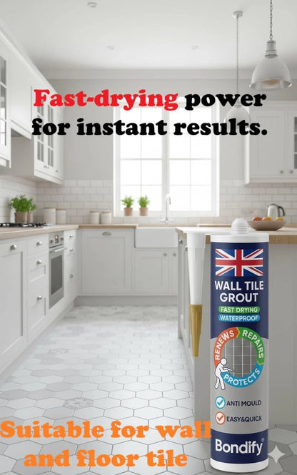BONDIFY Waterproof White Wall & Floor Tile Grout Repair Kit 16oz/450g x 2