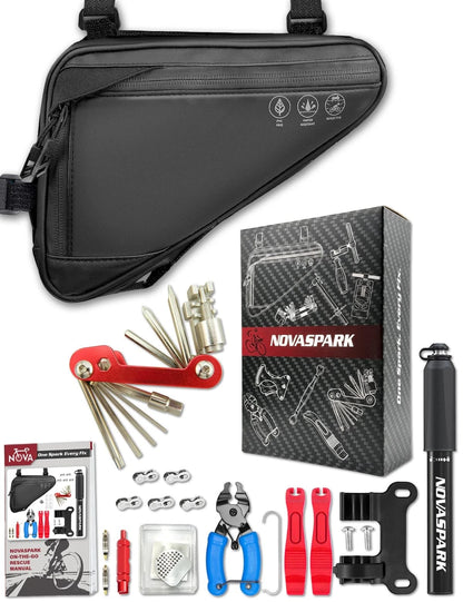 NOVASPARK Bike Repair Kit with 2L Waterproof Frame Bag 2L, Black