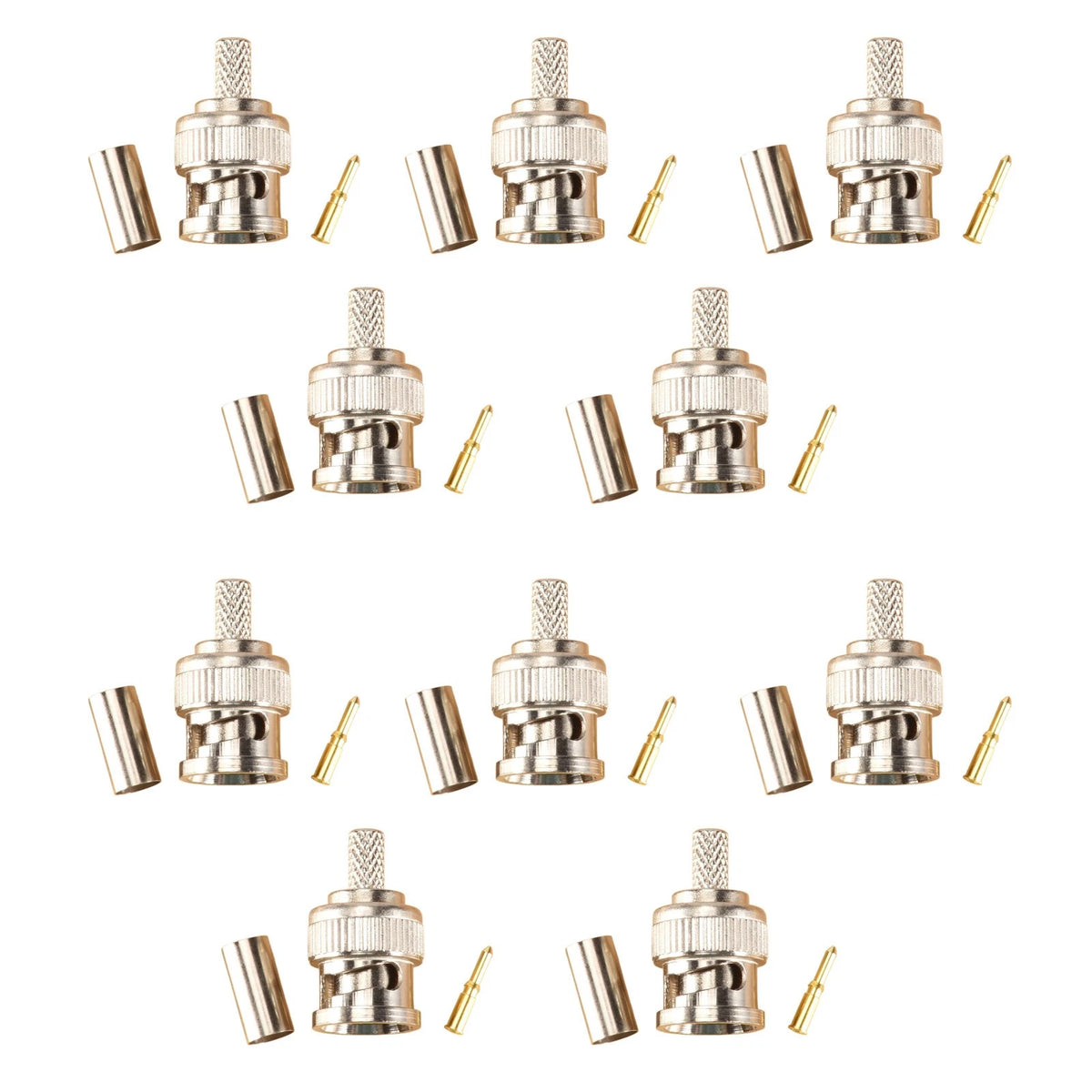 Nickel Plated BNC Male Crimp 10 Units 50 Ohm RG58 Test Leads Cables w/ Lug
