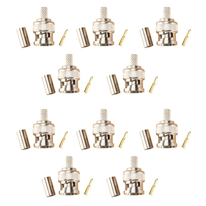 Nickel Plated BNC Male Crimp 10 Units 50 Ohm RG58 Test Leads Cables w/ Lug