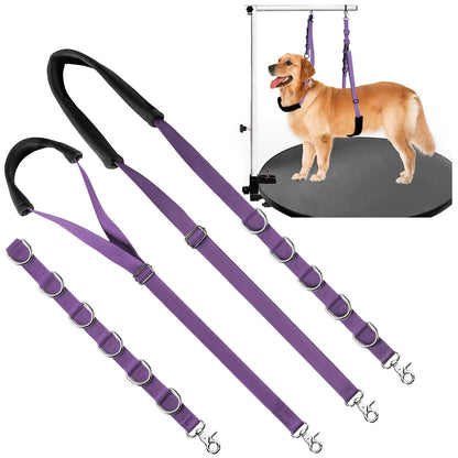 Dog Grooming Belly Strap - Loops for Table Adjustable, Purple