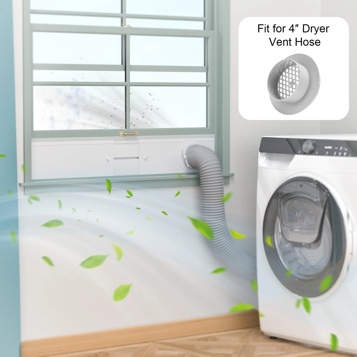 Dryer Vent Window Kit, Kit for Max 63" Grey
