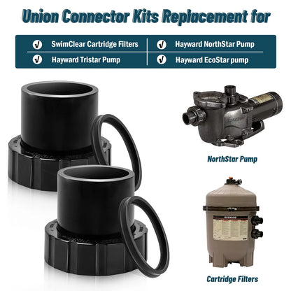 SPX3200UNKIT Union Connector Replacement Kit for Hayward Tristar, black