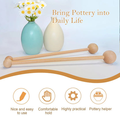 AEROVA 2 Pcs Wooden Throwing Stick for Pottery Shaping,Pottery 1