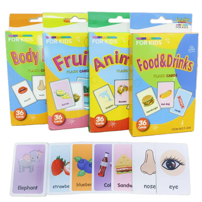 Flash Cards for Toddlers, Educational Learning Set of pocket-size, Orange