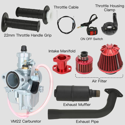YOXUFA Predator 212 Stage 2 Kit with VM22 Carburetor Exhaust Pipe Muffler red