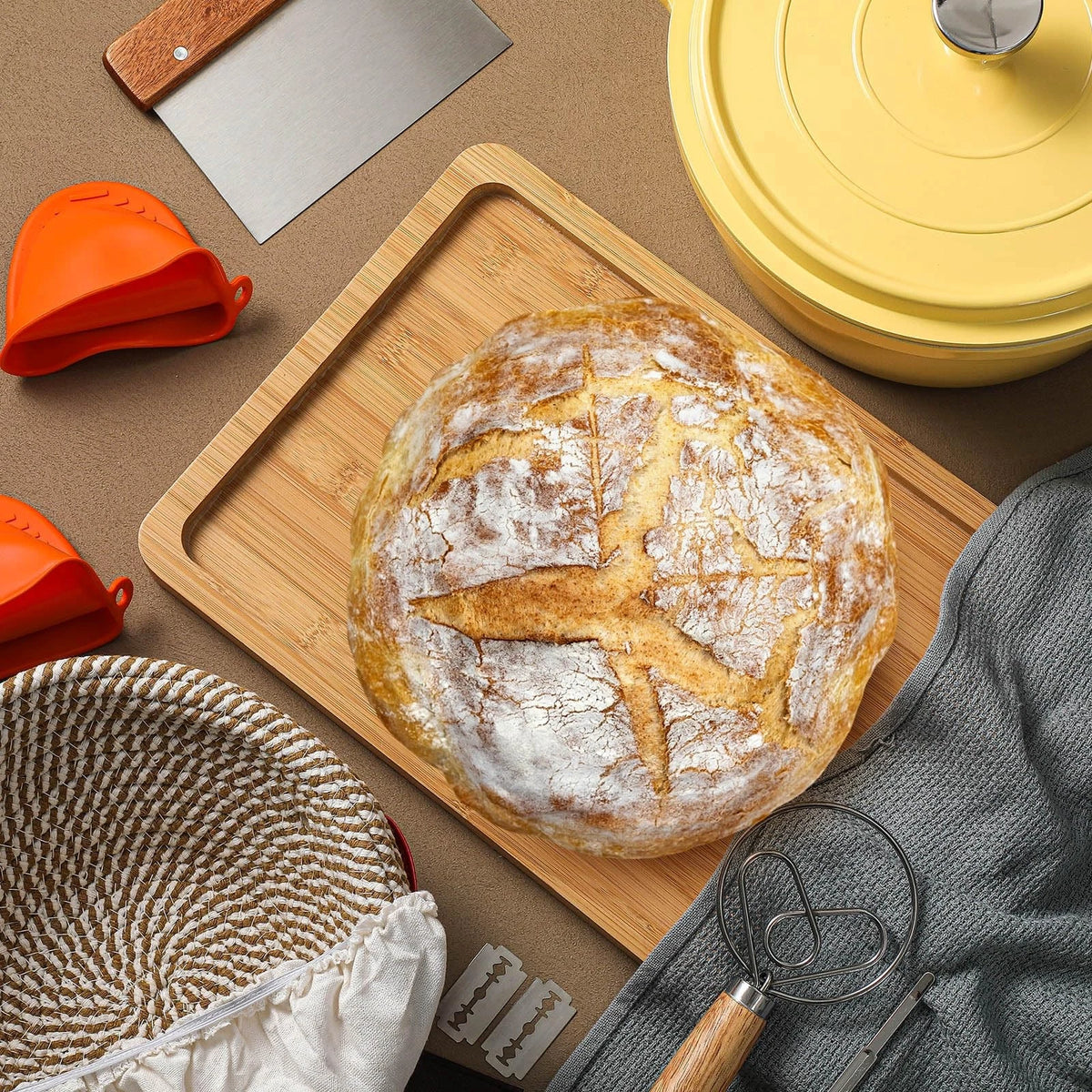 Honeydak 7 Pack 12" x 5" (Dutch Oven), 8" x (Proofing Basket), Yellow
