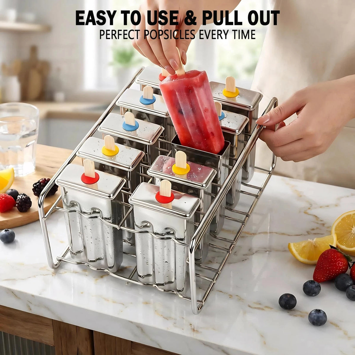 Popsicle Molds Set 10 Pieces Stainless Steel 10.1in x 4.7in x 6.7in, Silver