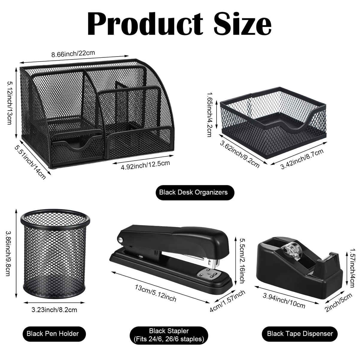 Black Desk Organizer and Accessories, Asccessories Office
