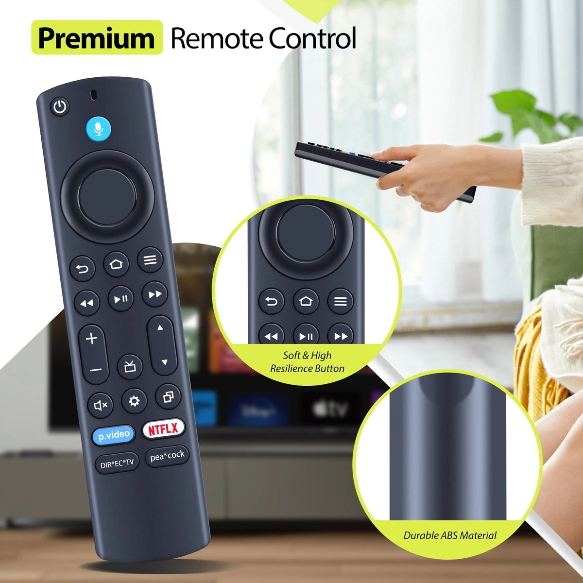 For Toshiba Fire TV Voice Remote Control G2P2-BN00-3464-3U31 Peacock