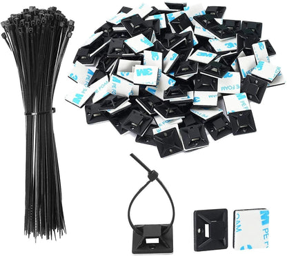 Zip Tie Mounts - SeuYeugX 100PCS Cable Self Adhesive Set for Black