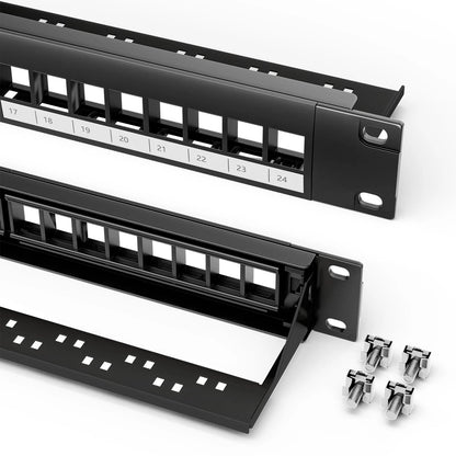 LEENUE 24 Port Blank Keystone Patch Panel, 24 Panel - Blank, Black