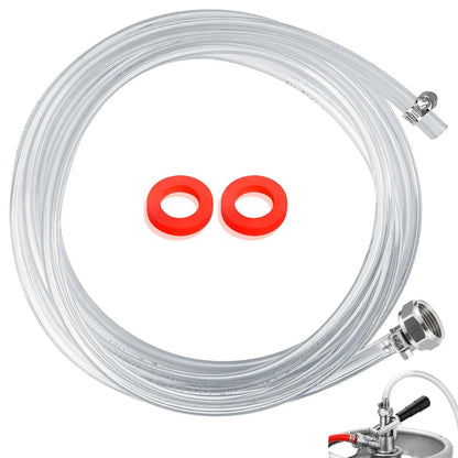10ft Kegerator Beer Line Tubing 3/16" with Barb Fitting, Clear