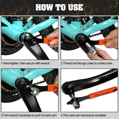 Oumers Bike Crank Extractor/Arm Remover and Bottom Bracket Large, Orange