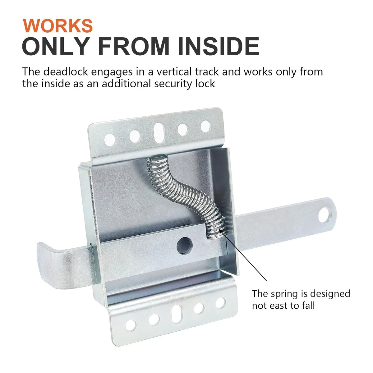 QZATTCAEN Garage Door Side Lock, Galvanized Steel Inside Deadlock for 0