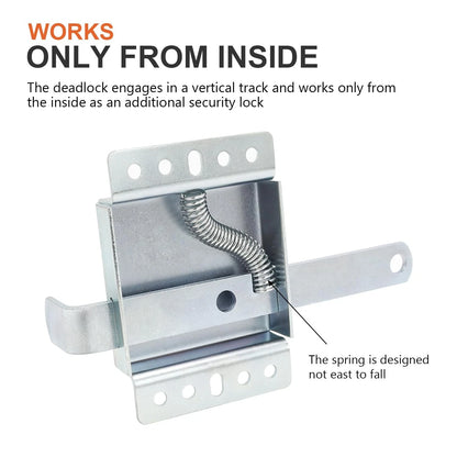 QZATTCAEN Garage Door Side Lock, Galvanized Steel Inside Deadlock for 0
