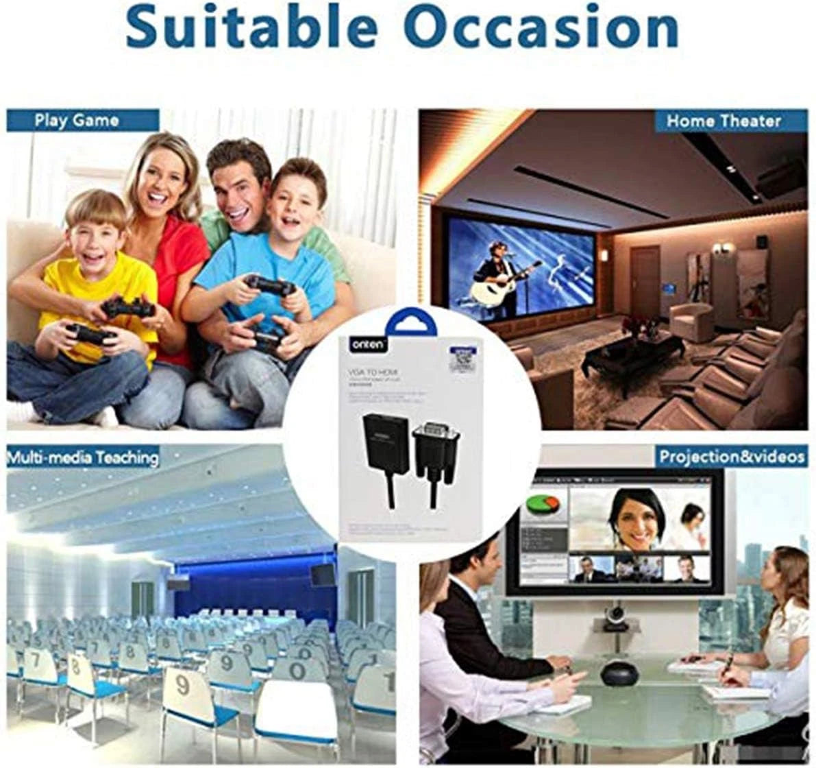 VGA to HDMI, 1080P HDMI Adapter (Male Female) for Computer, 1 Pcs